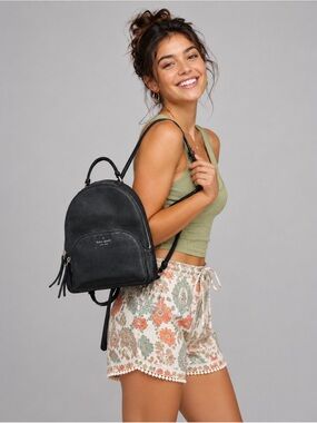 Ladies Kate Spade Black Leather Medium Backpack